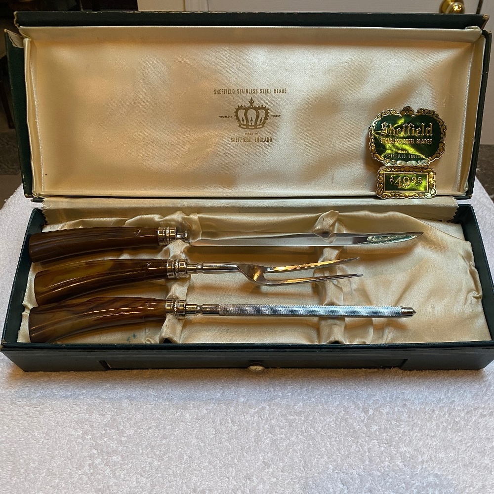 Vintage Sheffield Stainless Steel Knife Set.